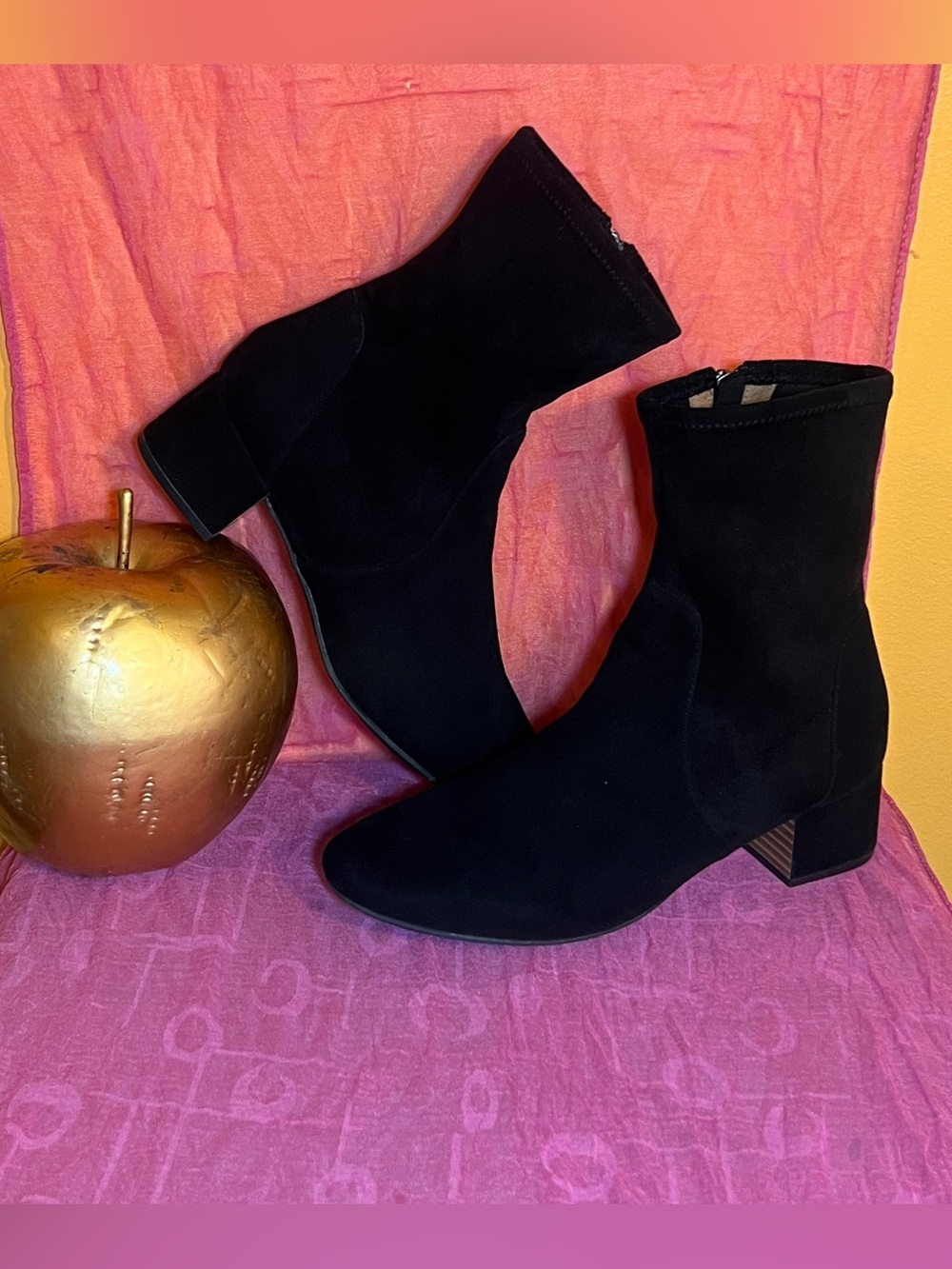 Women’s Black Suede Ankle Boots - Classic Block Heel Kenneth Cole boots NWOT
